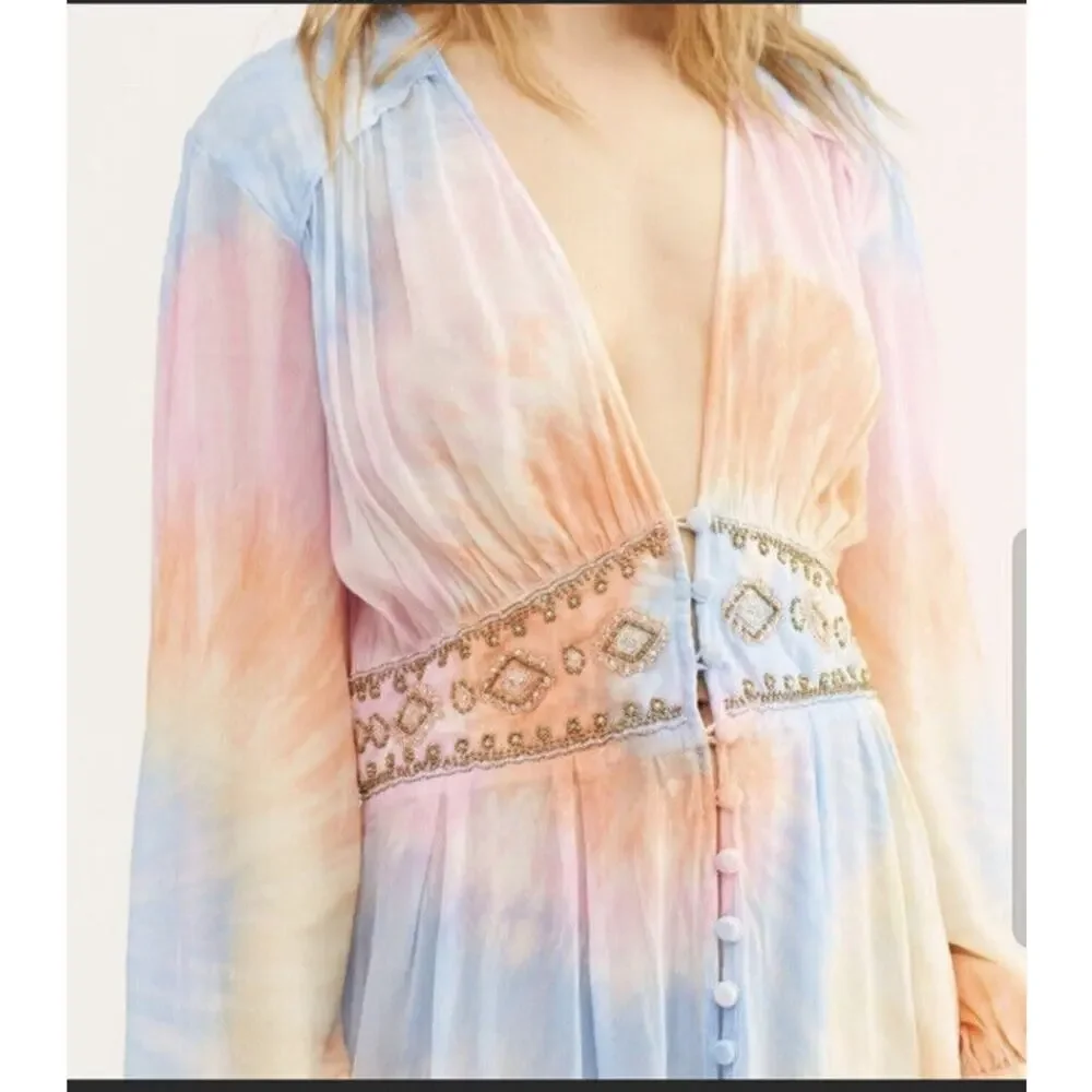 free people summer of love tie dye duster kimono